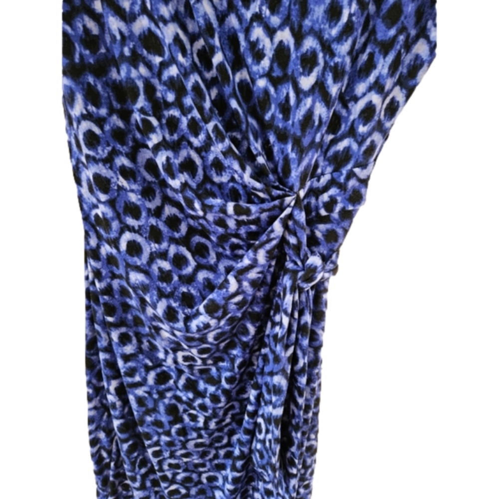 NWT Ann Taylor Blue Geometric Print Knit Jersey Belted Wrap Midi Dress-Size XS - Picture 3 of 6